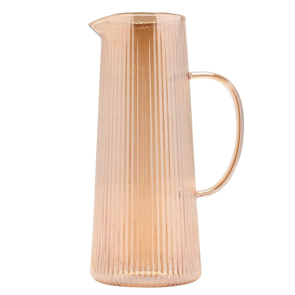 image 1 of Hestia Ribbed Glass Jug - Champagne