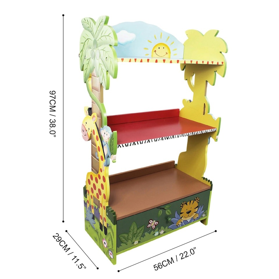 image 1 of Teamson Kids Sunny Safari Bookshelf Toy Furniture