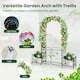 image 4 of COSTWAY Metal Garden Arbor Arch Trellis with 2 Side Planters