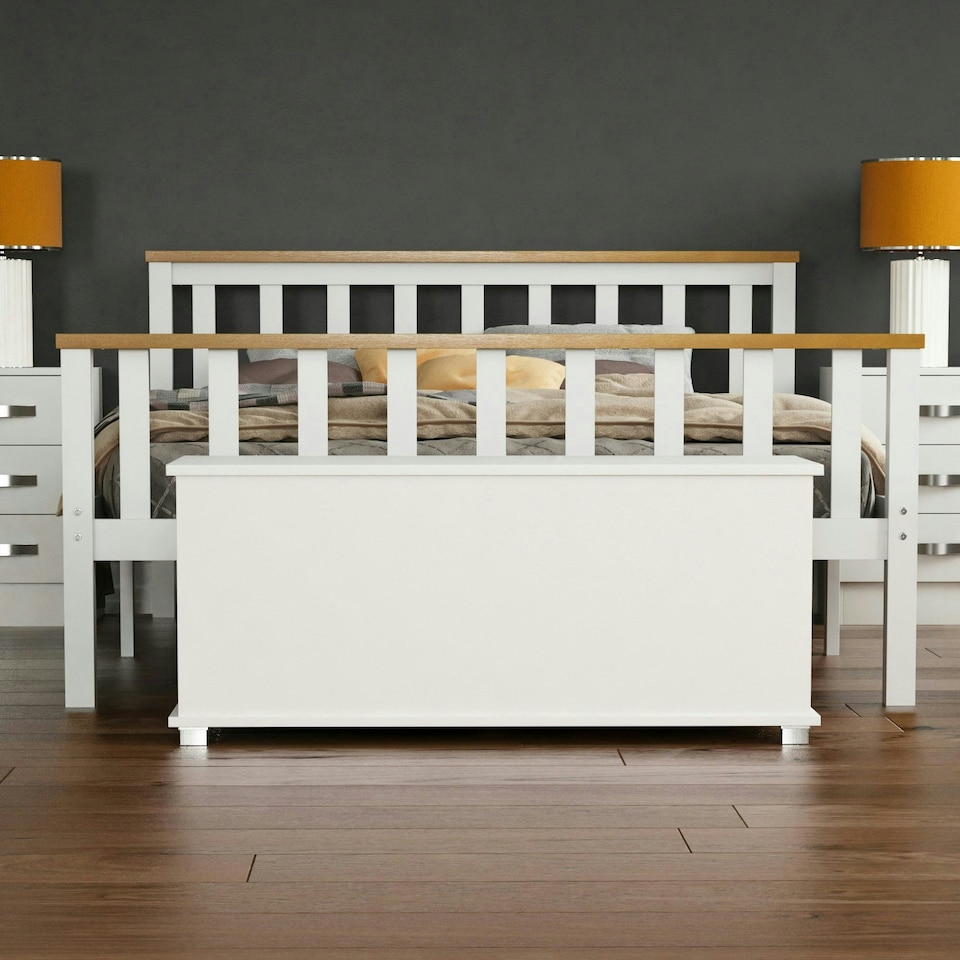 image 1 of Vida Designs Leon Storage Ottoman Bedroom Hallway Chest Bench, White White
