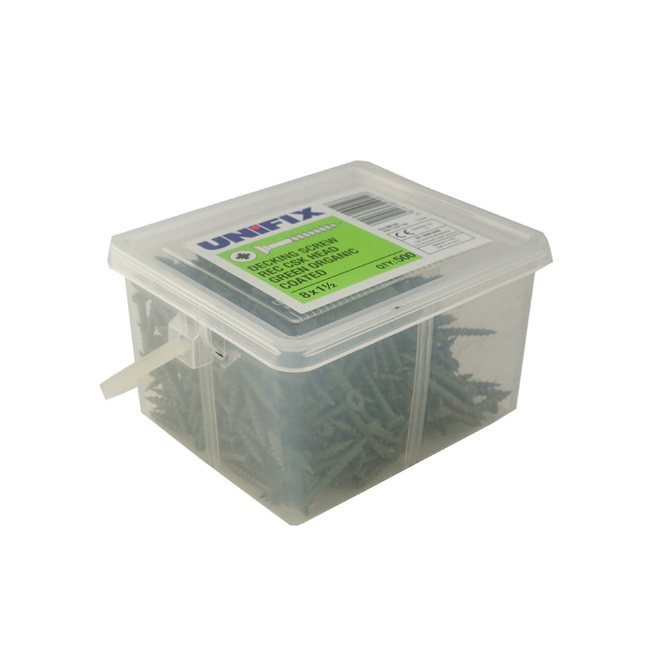 Unifix Decking Screws 8G x 2Inch Green Coating Tub of 500 | Green | 8G x 2"