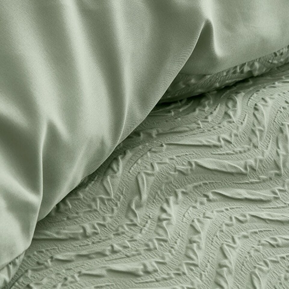 image 1 of Catherine Lansfield Heatset Wave King Duvet Set Mint Green Green | King