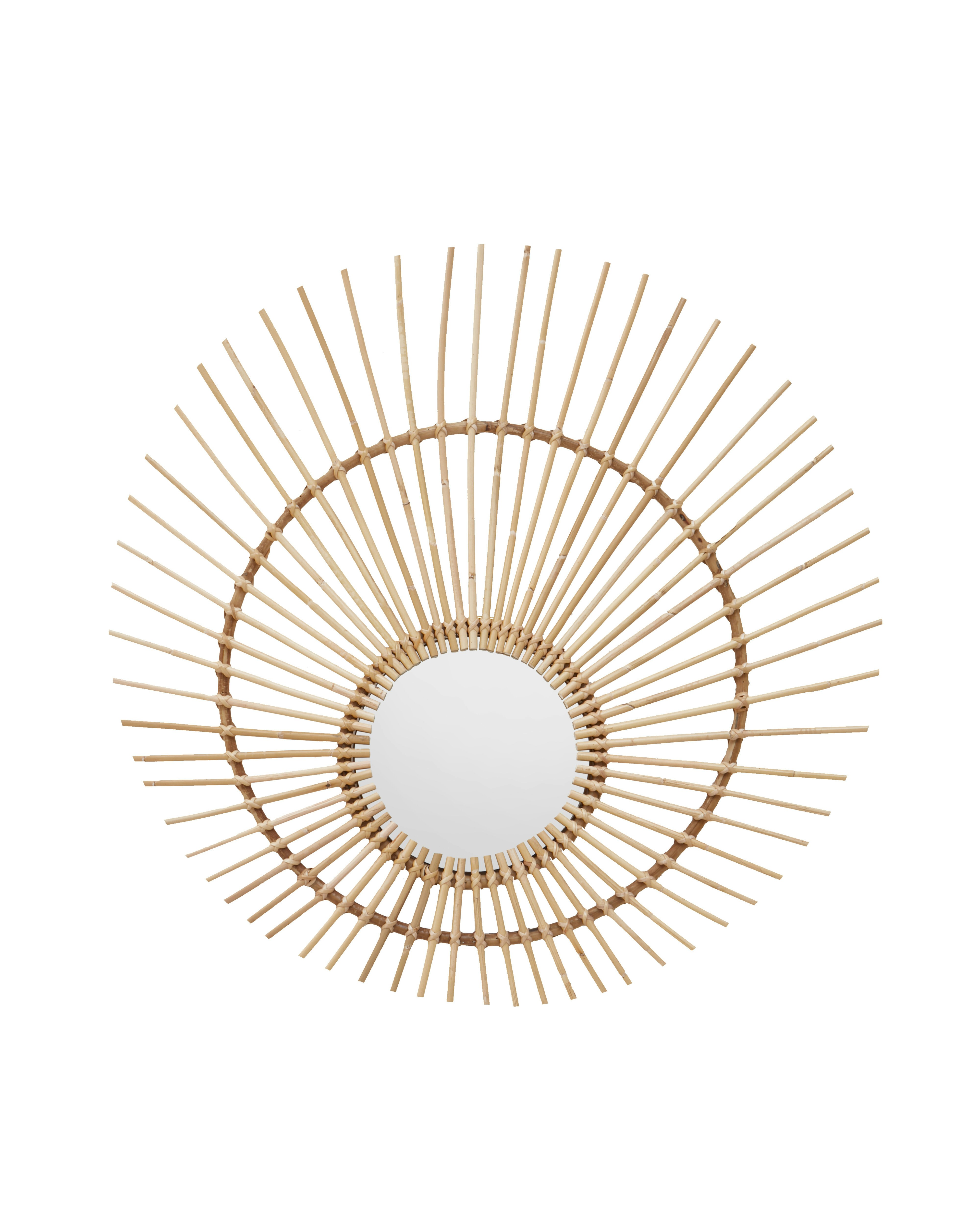 Orsina Natural Rattan Wall Mirror, Wood Wall Mirror, Beaitiful Mirror in Wooden Frame, Rattan Wall Mirror