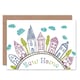 image 1 of Moving House Kids Drawing City Clouds New Home Card