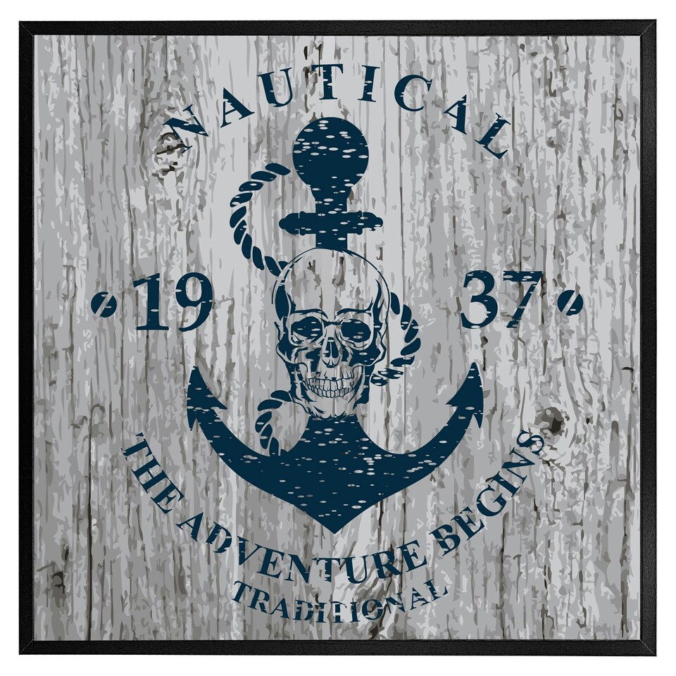image 1 of Anchor print on wood (Picture Frame) White | XS