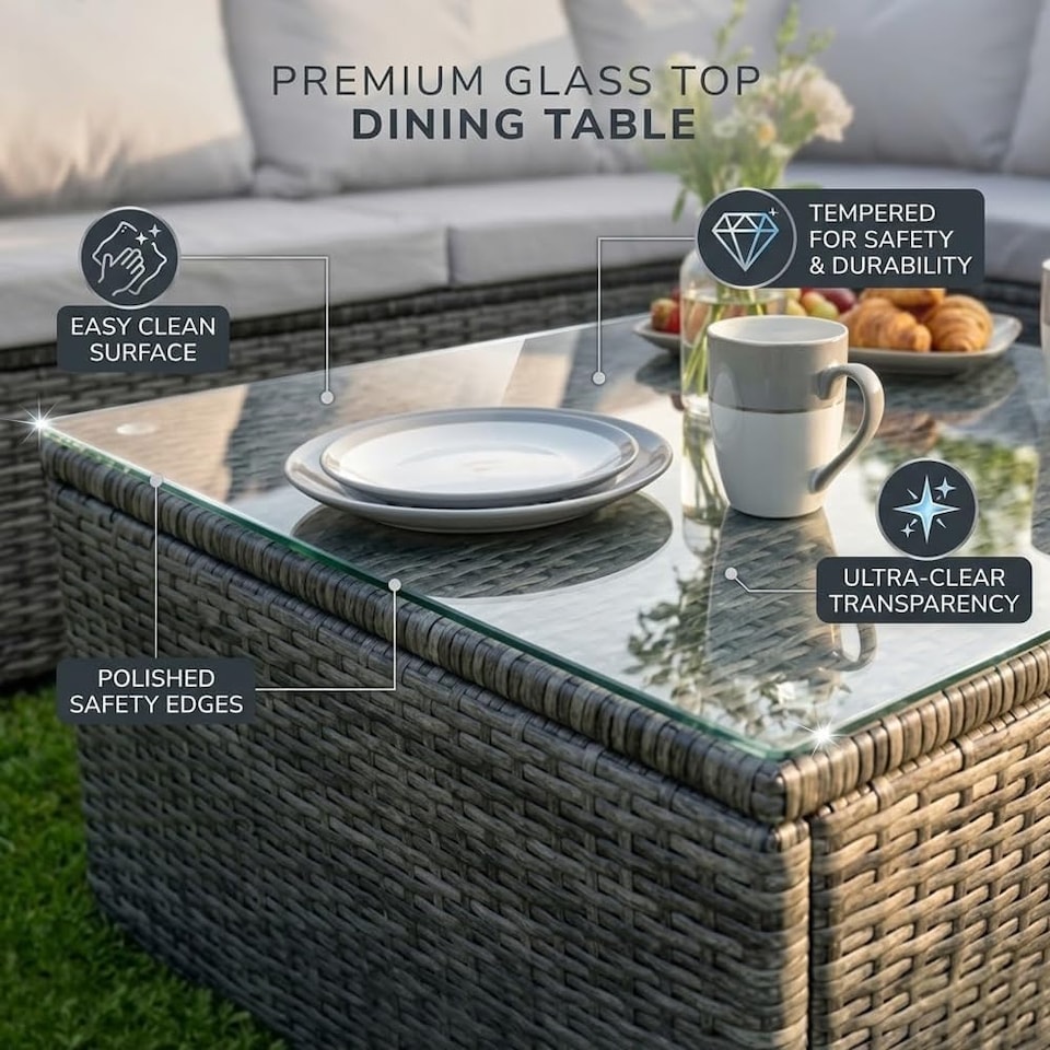 image 1 of Alivio 5-Seater PE Rattan Patio Corner Sofa Set with Table, Anti-UV Cushions