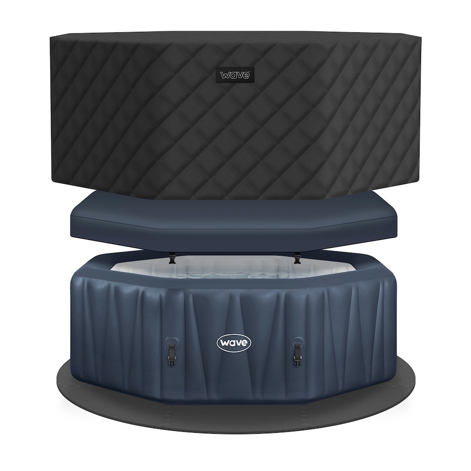 image 1 of Wave Aegean 6 Person Inflatable Hot Tub, EnergySave Bundle, Navy