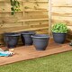 image 2 of Wham Bell Pot 4 x 28cm Round Plastic Garden Planters | Black | Slate