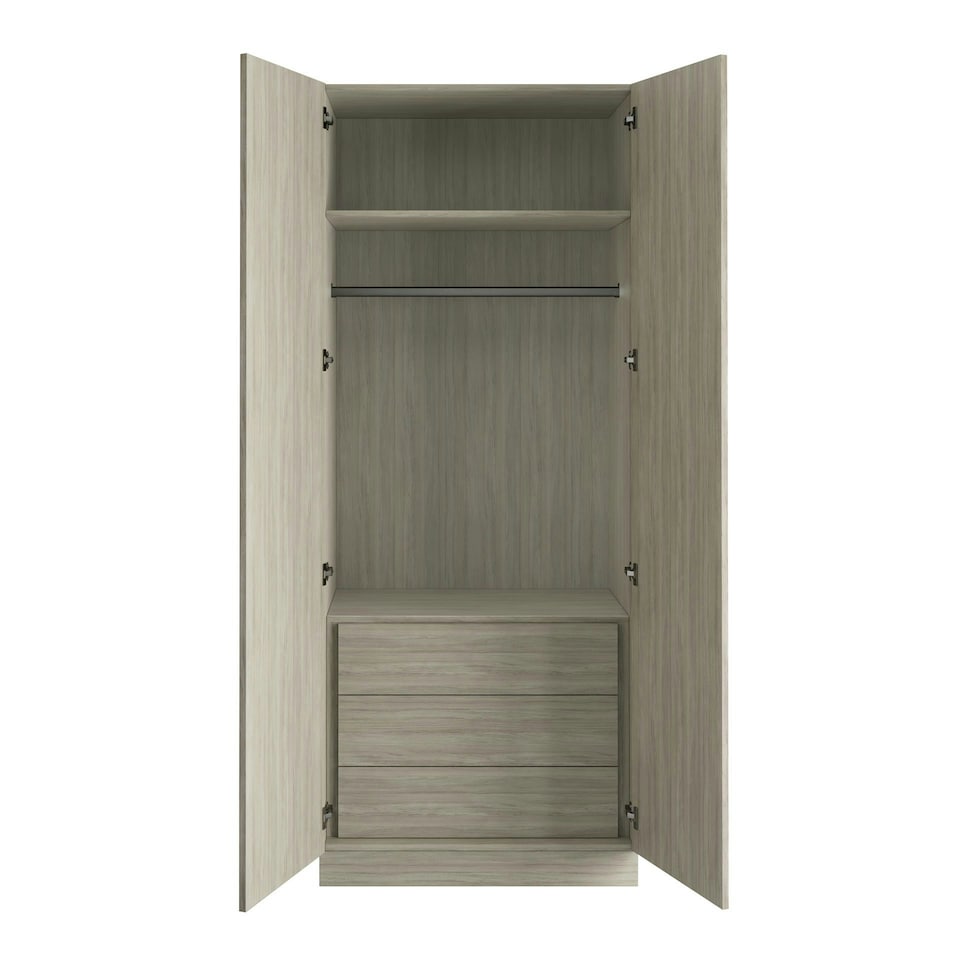 image 1 of Slab Urban Oak Double Wardrobe with Single Rail & Internal Drawers Brown
