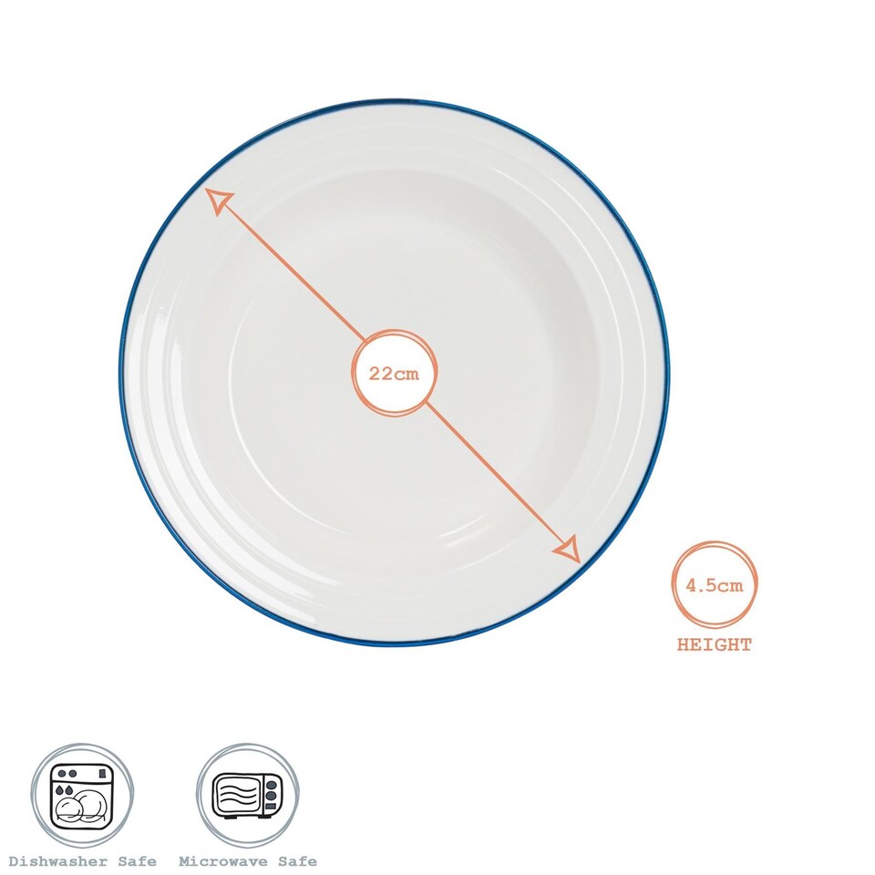 image 1 of Nicola Spring White Farmhouse Soup Plates - 22cm - Pack of 6 | White | White