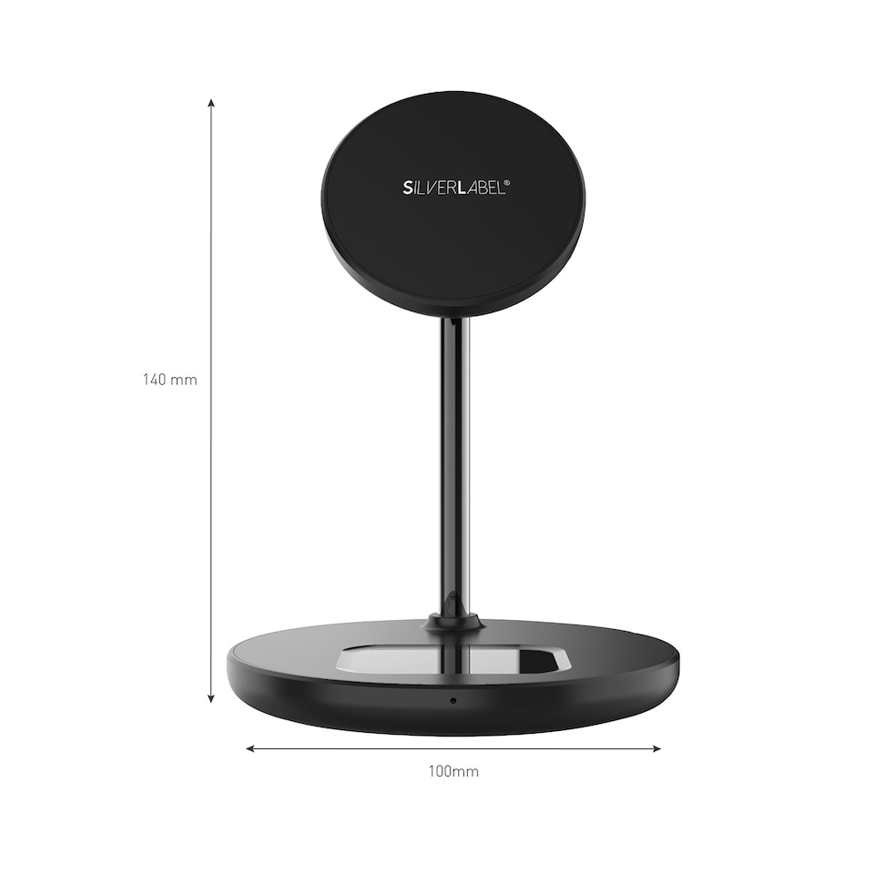 image 1 of SilverLabel 2 in 1 Wireless Charging Stand Black
