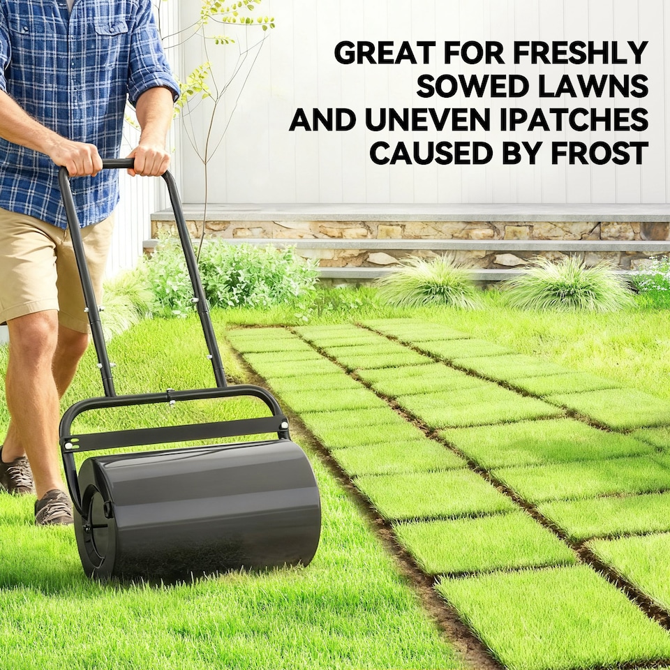 image 1 of Outsunny Combination Push w/ 38L Sand or Water Garden Lawn Roller Black