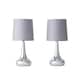 image 1 of ValueLights Teardrop Pair Chrome Touch Table Lamps Grey Shade | Grey