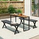 image 5 of COSTWAY Outdoor Rectangle Patio Side Table w/Metal Frame Brown