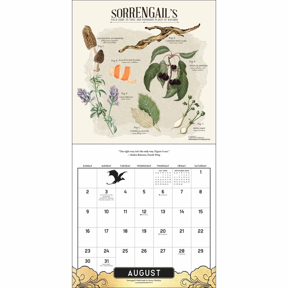 image 1 of Fourth Wing Officially Licensed Fan Art 2026 Wall Calendar