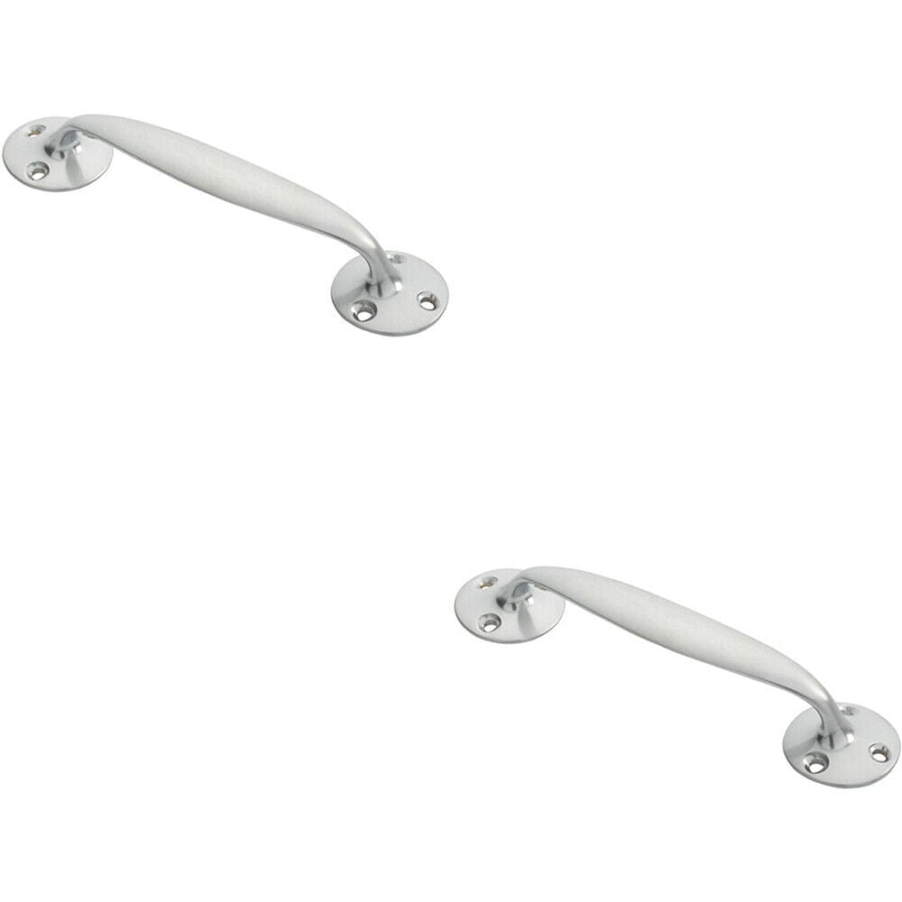 Loops 2x Victorian Bow Shaped Pull Handle 152mm Length 32mm Proj Satin Chrome
