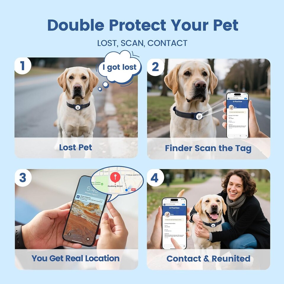 image 1 of AirTag Dog Collar Holder & Free App Pet Tracker Smart QR ID