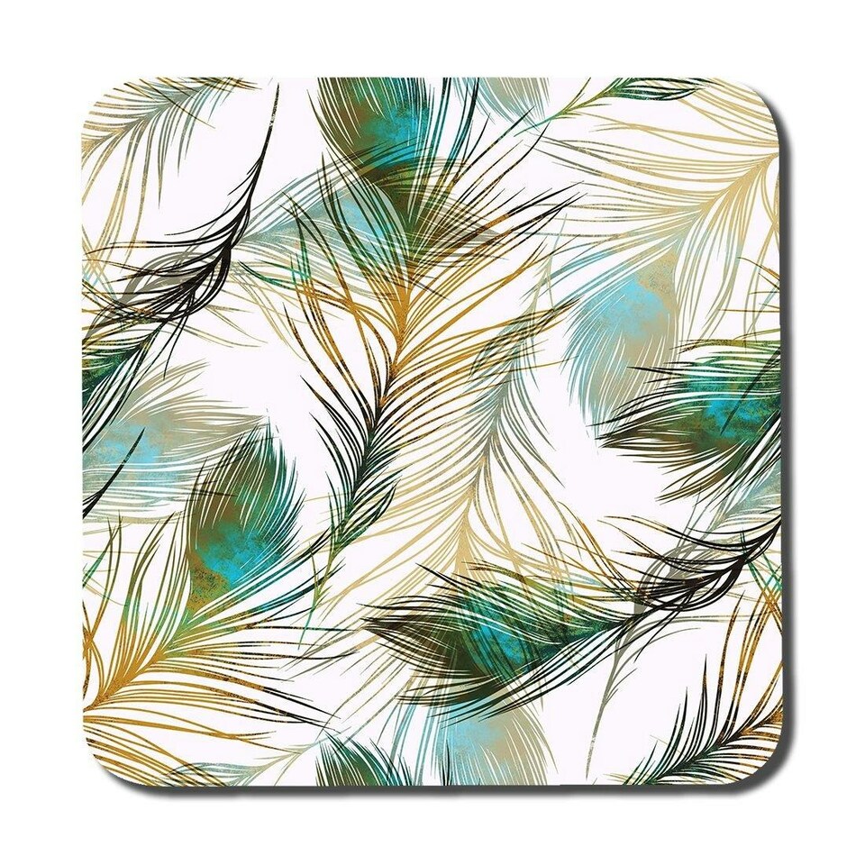 image 1 of Imprints peacock feathers (Coaster)