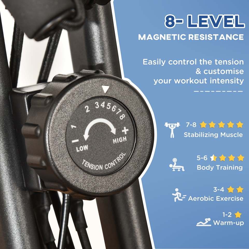 image 1 of HOMCOM 2-In-1 Folding Exercise Bike with 8-Level Magnetic Resistance Black