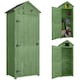 image 1 of Outsunny Small Shed, Tall Slim Wooden Garden Shed with 3 Removable Shelves and Roof Hatch, Compact Outdoor Tool Storage Cabinet with Asphalt Roof and Door Latch, 77 x 54.2 x 179 cm, Green