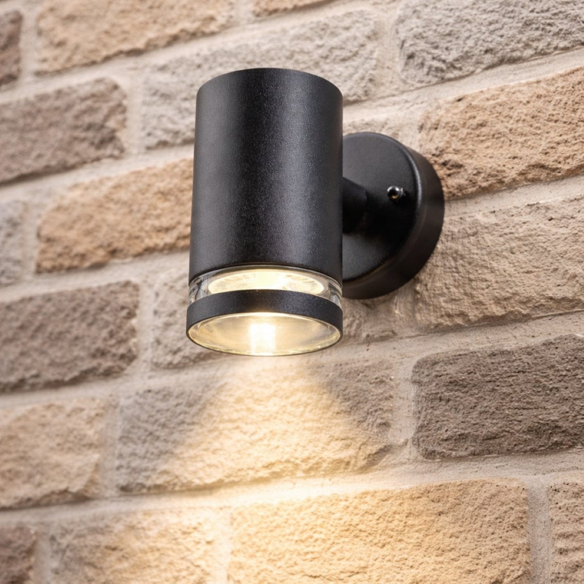 CGC Lighting Jennifer Black Outdoor Cylinder Wall Light, Single GU10 Black Black Height: 11.2 cm, Width: 7.6 cm, Depth: 10.5 cm