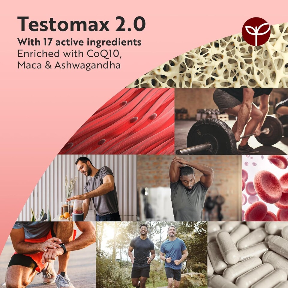 image 1 of Nutravita Test Booster for Men - 1450mg Testosterone Supplement - TESTOMAX 2.0 Incl. Ashwagandha KSM 66, CoQ10, Maca Root - 210 Vegan Capsules
