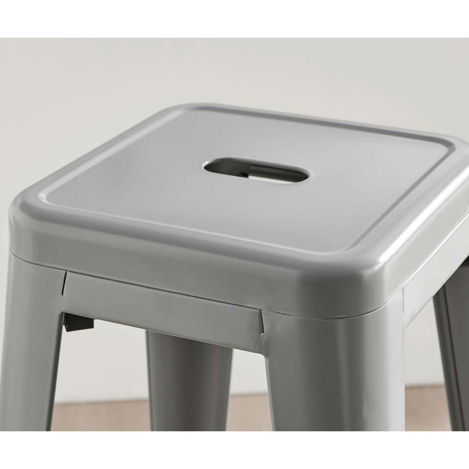 image 1 of Furniturebox 2x Colton 'Tolix' Style Grey Metal Bar Stools
