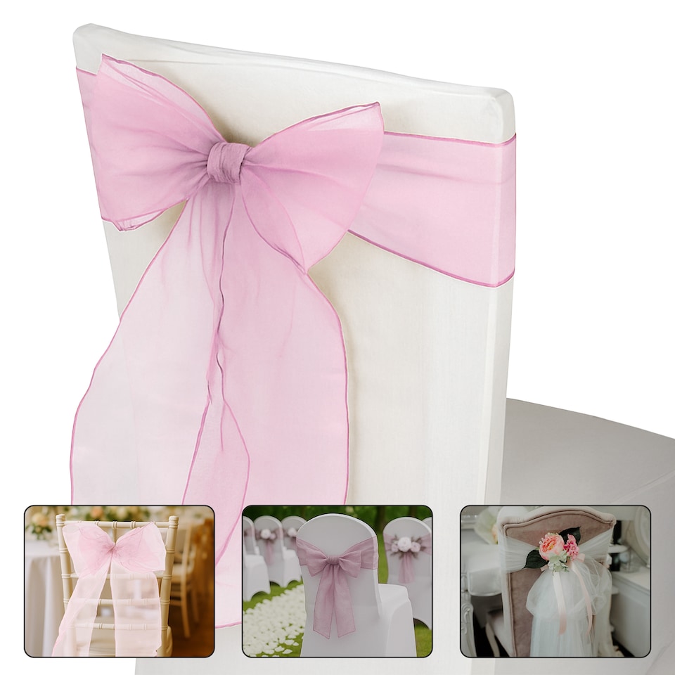 image 1 of 17 x 280cm Organza Chair Sashes, Sheer Sash Ties - 25pcs