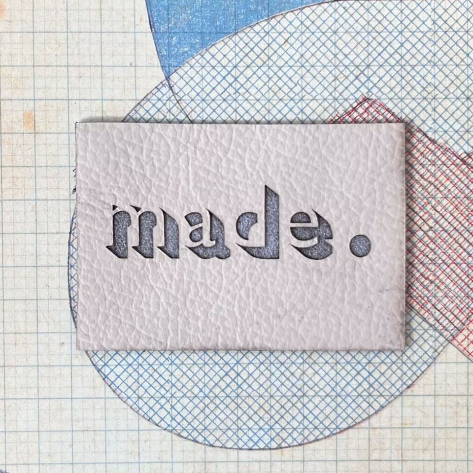 Two Stitches Ecru Made Leather Labels for Dressmaking - each
