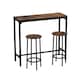 image 1 of CANCUN Bar Table & Stools Set Kitchen Dining Breakfast Industrial Furniture | Multi | 3 Piece Rustic Brown