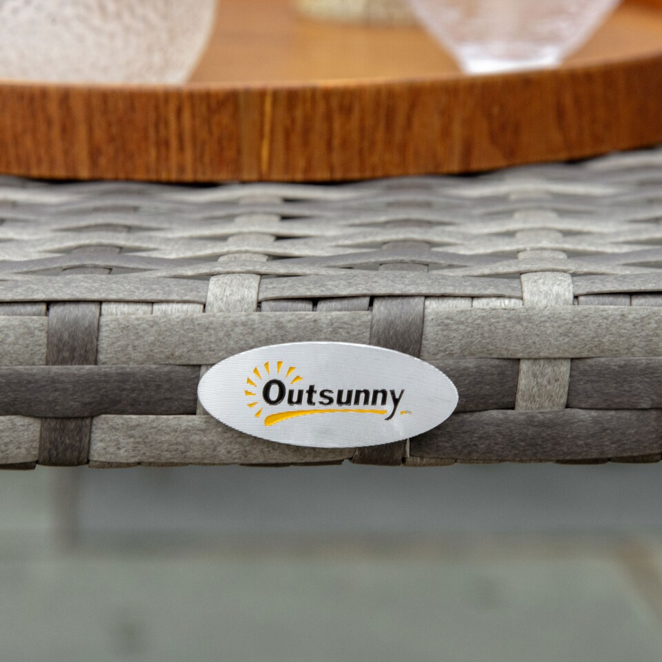 image 1 of Outsunny 90 cm Rattan Garden Coffee Table Wicker Outdoor Table Furniture