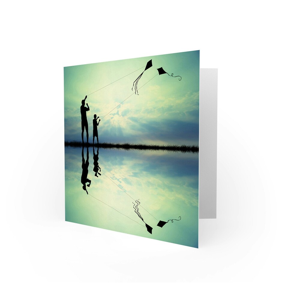 image 1 of Kite Fly Day Silhouette Fathers Day Dad Card