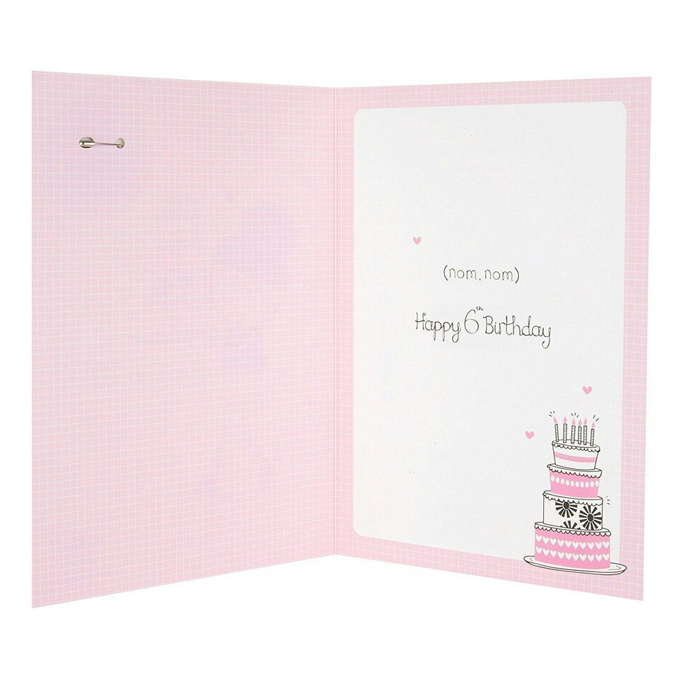 image 1 of Age 6 Girl Birthday Badge Card 'Rhymes With Mix'