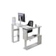 image 1 of Grey Office Desk with Black Velvet Upholstered Chair Wooden Room Furniture Grey