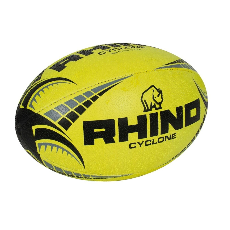 image 1 of Rhino Cyclone Rugby Ball - Fluorescent Yellow - 3