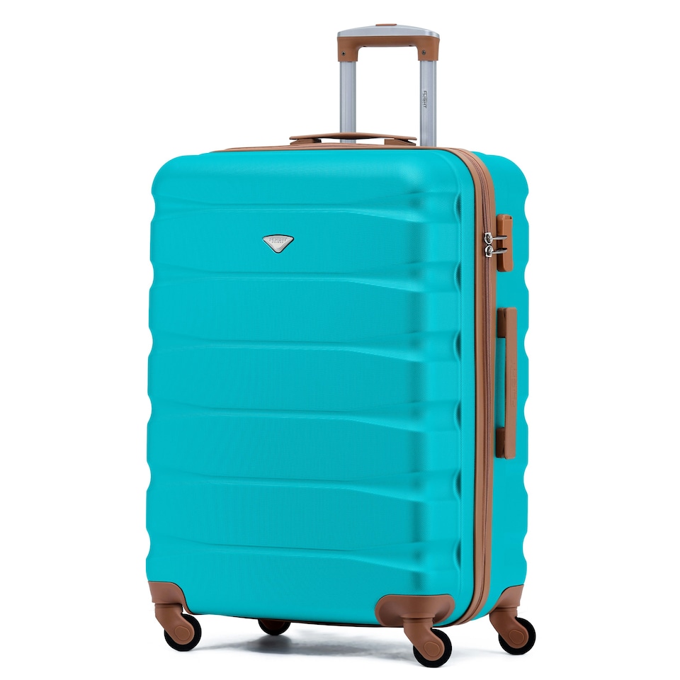 image 1 of Flight Knight 25" 4 Wheel ABS Hard Case Medium Suitcase 100+ Airlines Approved - easyJet, British Airways, Ryanair, Jet2, Emirates & Many More - Check-in | Blue | Aqua/Tan | Medium