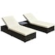 image 1 of Outsunny 3 Pieces Sun Lounger Rattan Furniture Recliner Wicker Brown Garden