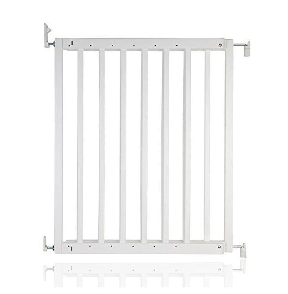 image 1 of Safetots Top of The Stairs Screw Fitted Stair Gate, White Wooden, 63.5cm - 105.5cm, Wood Baby Gate, Stylish Safety Gate | White | 1