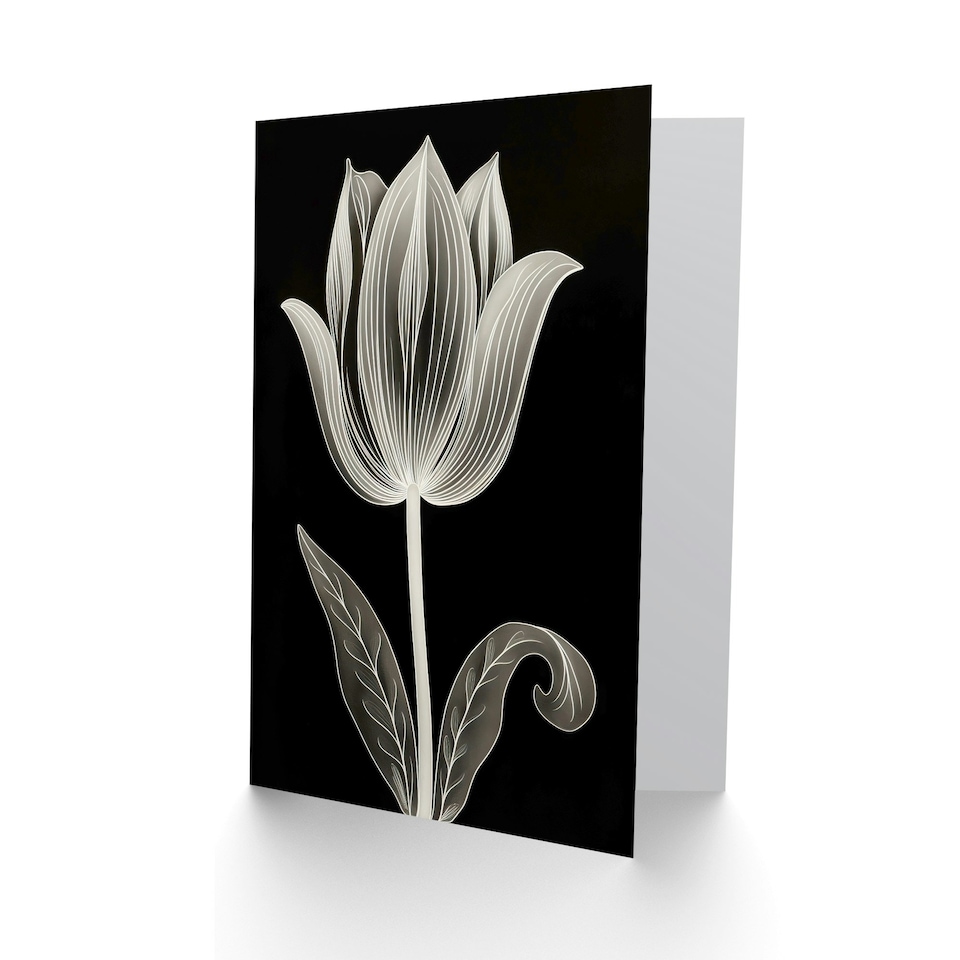image 1 of Single Tulip Flower Folk Lover Wife Birthday Card
