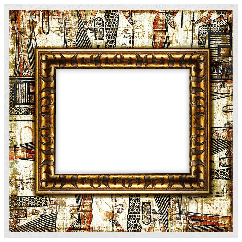 image 1 of Rustic egyptian frame (Picture Frame) White | L
