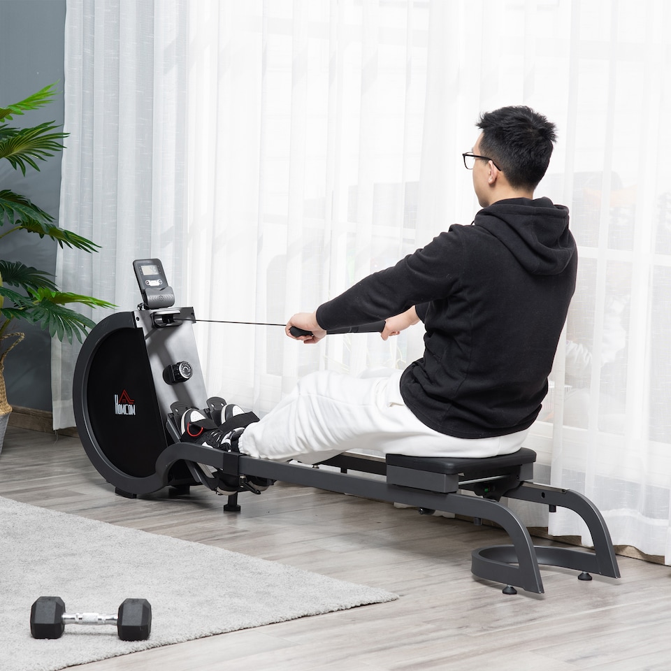 image 1 of HOMCOM Magnetic Foldable Rower with 16-Level Adjustable Resistance for Home, Gym