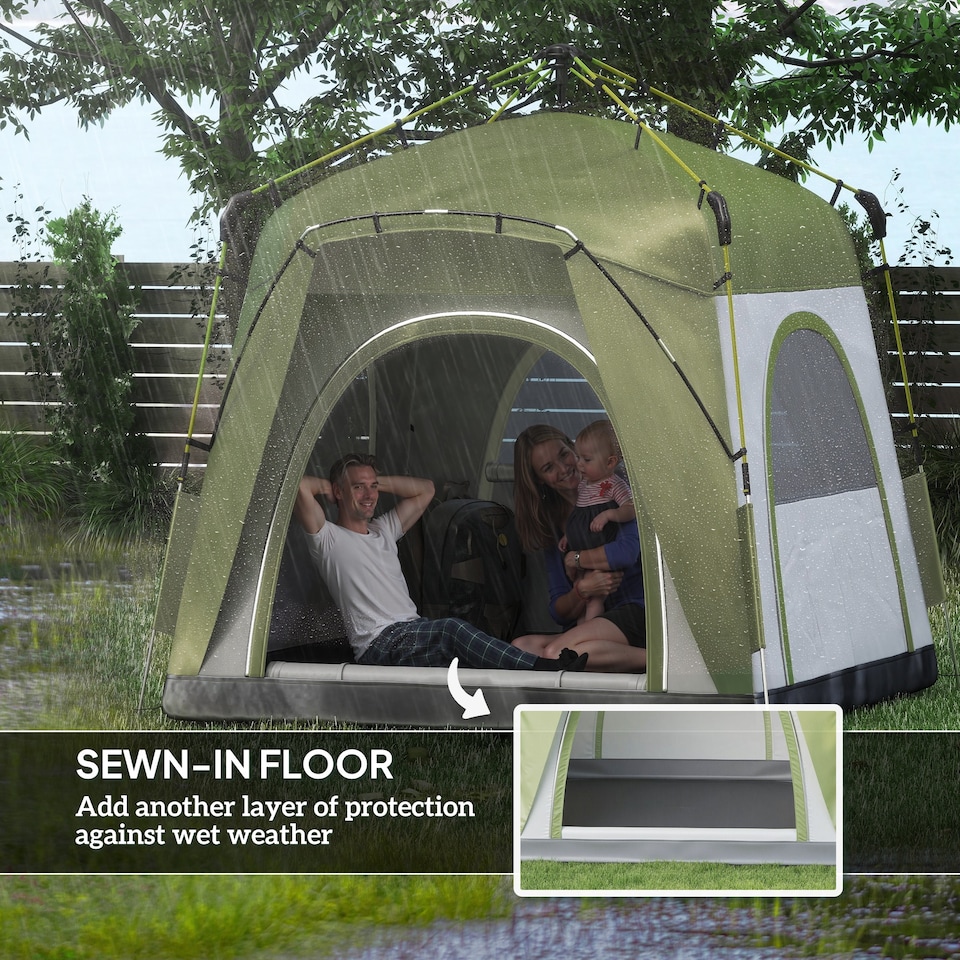 image 1 of Outsunny 4 Man Pop Up Tent Camping Backpacking Dome Tent, Green