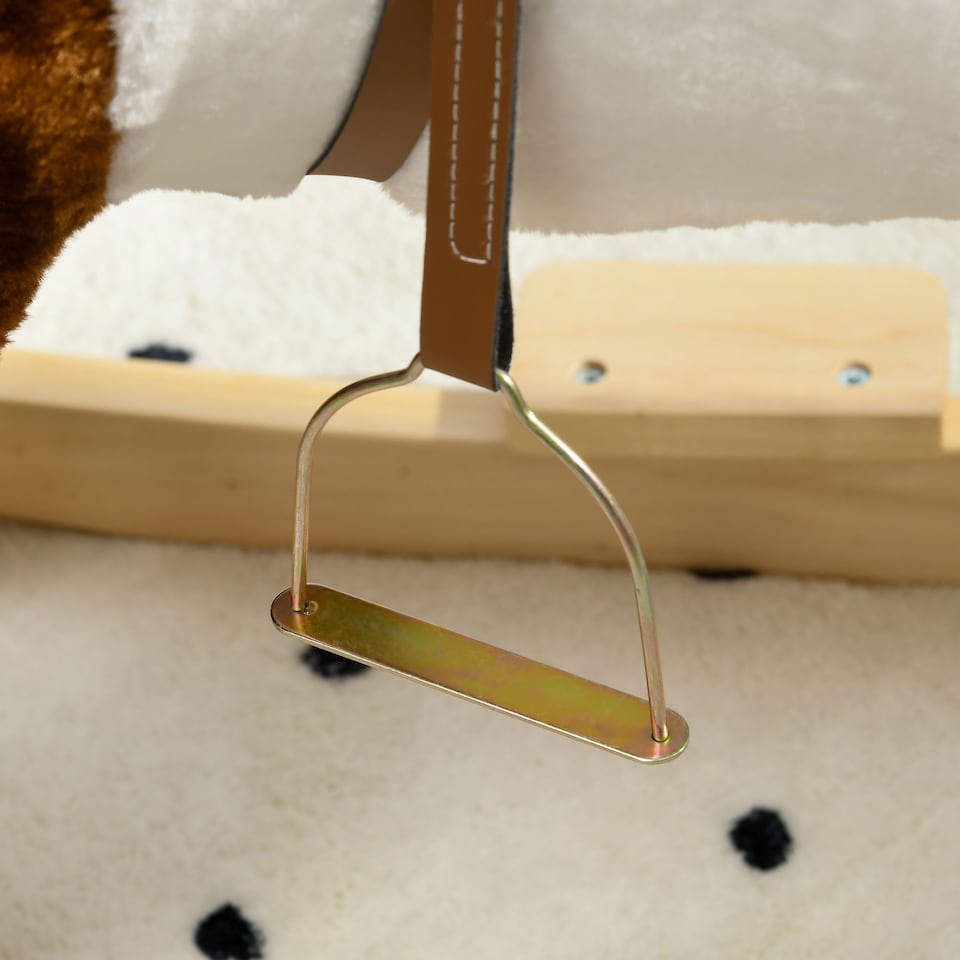 image 1 of HOMCOM Rocking Horse with Music, Sound, Wagging Tail, Kids Ride On Horse with Saddle Gift for Ages 3-6 Years, Brown