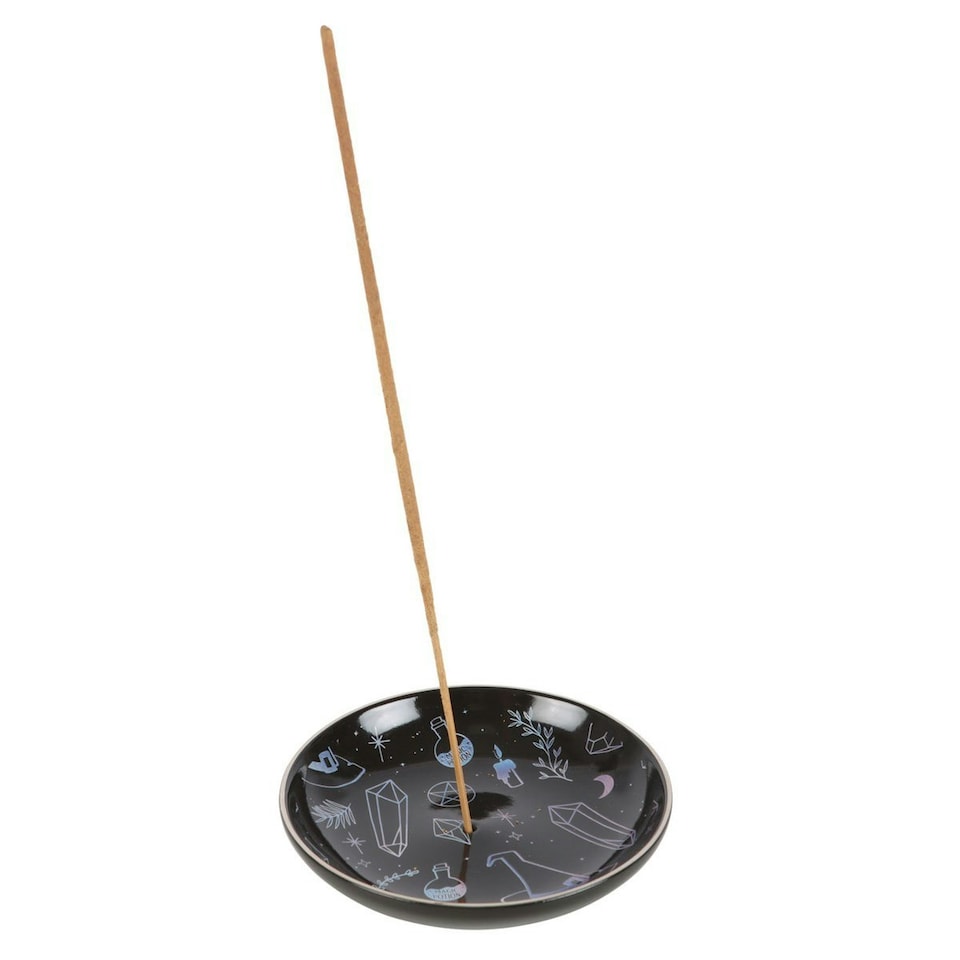 image 1 of Something Different Crystal Witch Plate Incense Holder - Black/Blue - One Size