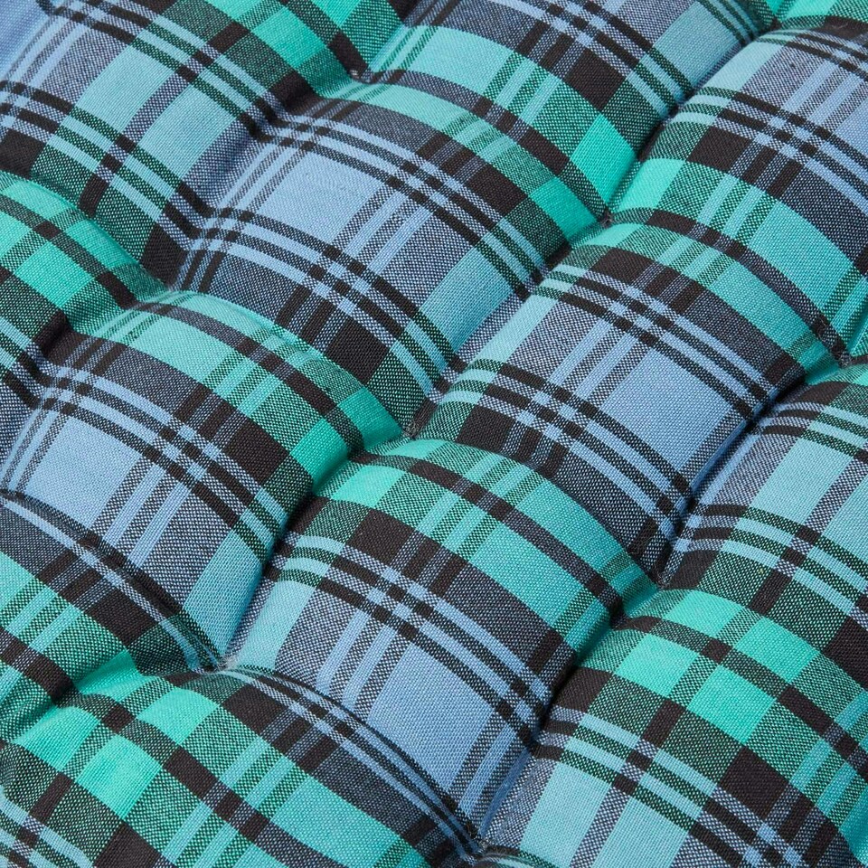 image 1 of Homescapes Garden Bench Cushion Luxury 2 Seater Cotton Tartan Indoor Outdoor Seat Pad | Green | 108 x 42 cm | 1