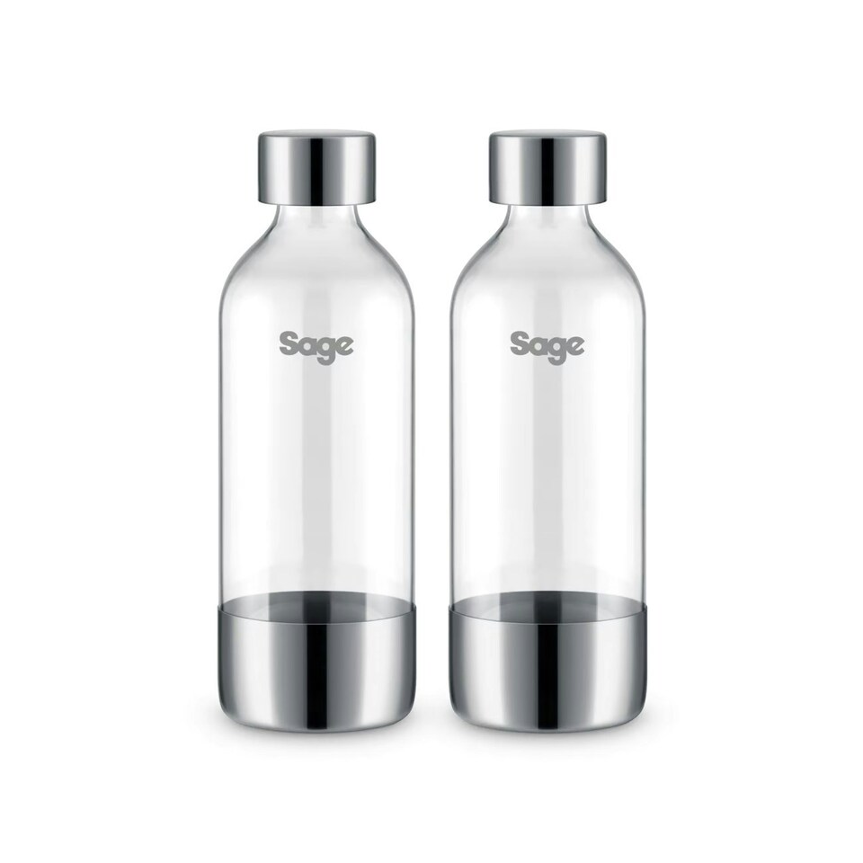 Sage The InFizz Bottles 1L, Compatible with The InFizz Fusion Home Soda Maker - 2 Pack, Brushed Stainless Steel