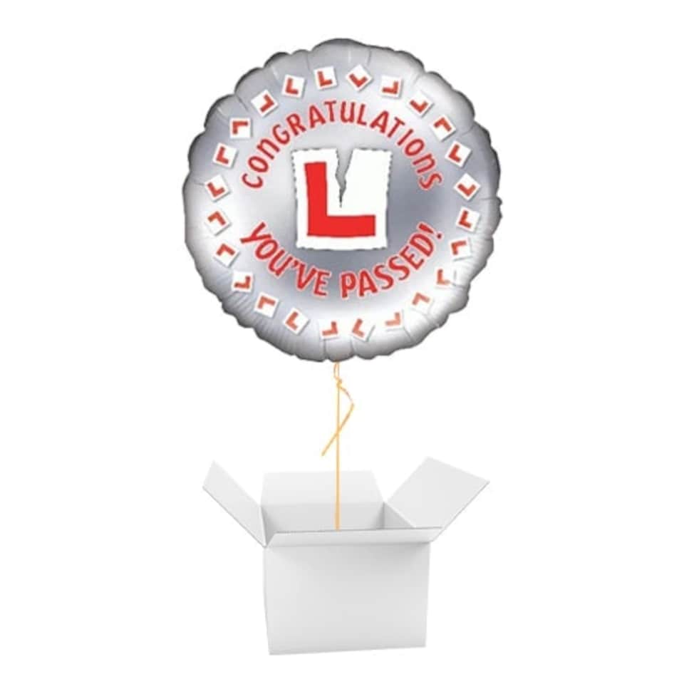 Congratulations You've Passed Driving Licence Round Foil Helium Balloon - Inflated Balloon in a Box