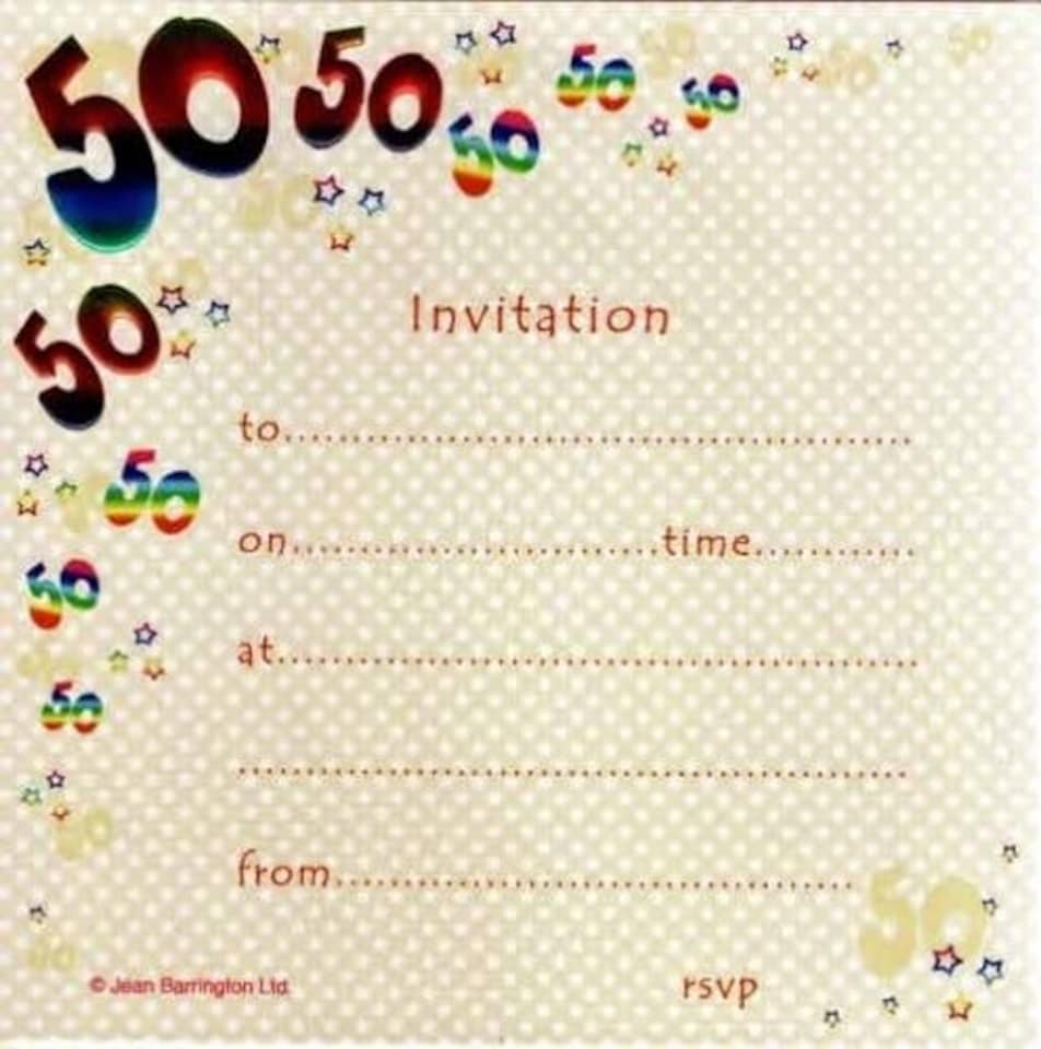 image 1 of Pack of 10 - 50th Birthday Party Invitations