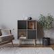 image 3 of Anthracite Oak 4-Cube Storage Unit with 2 Line Doors and Legs | Black | Black & Beech | 1