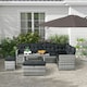 image 2 of Outsunny 5 PCs Rattan Garden Furniture Set with Stools, Table, Cushion, Grey
